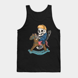 skeleton riding wooden horse Tank Top